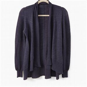 Eileen Fisher Violet Metallic Merino Wool Open Front Cardigan Sweater Small